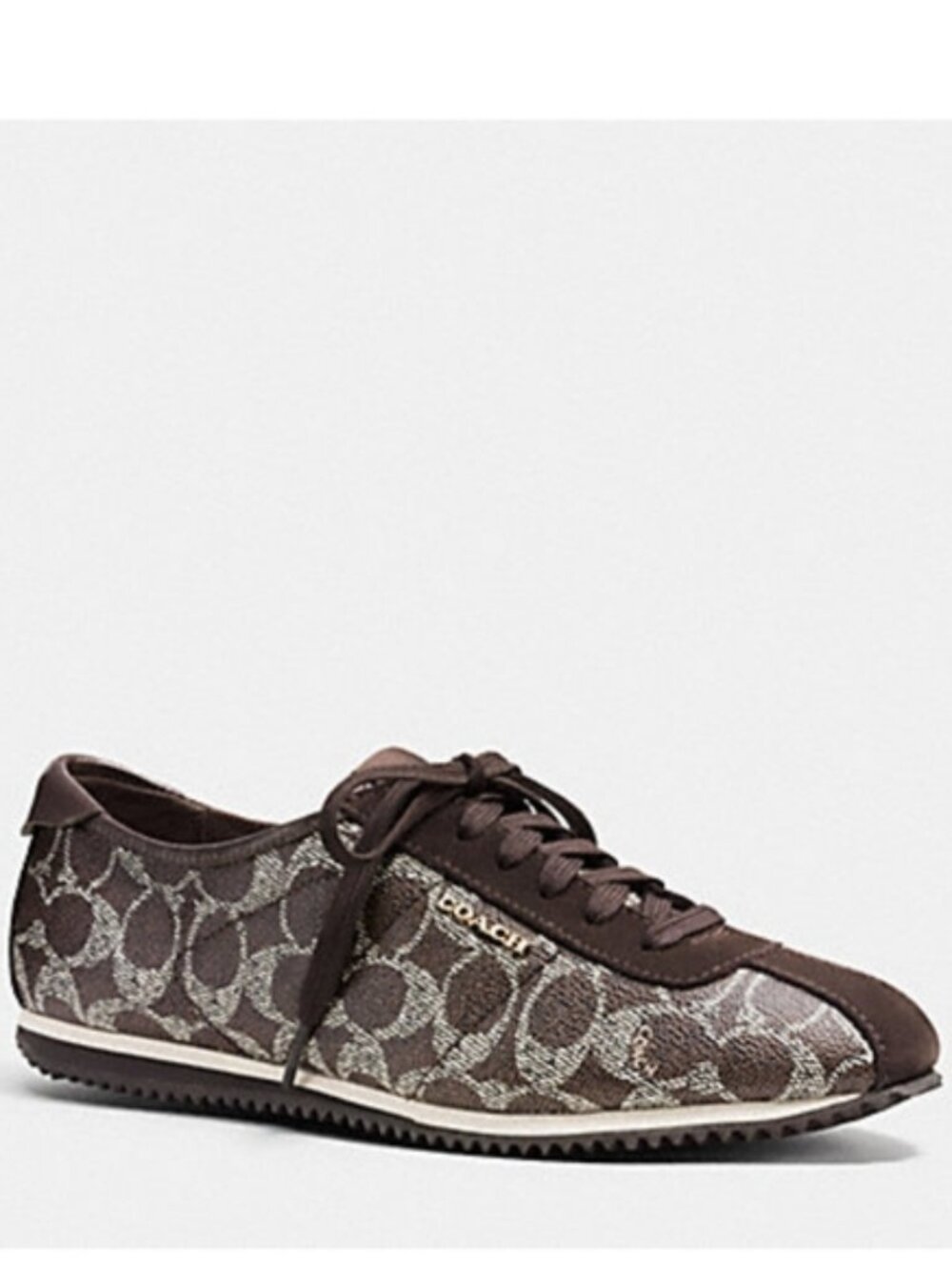 Coach Ivory Signature Monogram Sneakers | Black-Brown Chestnut Leather Trim